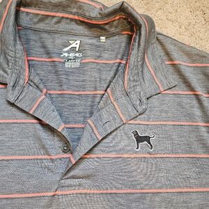 AHead Mens XL Grey Orange Striped Golf Polo The Black Dog Logo Collab Cape Cod